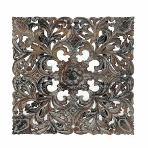24" Square Lattice Carved Solid Wood Wall Panel