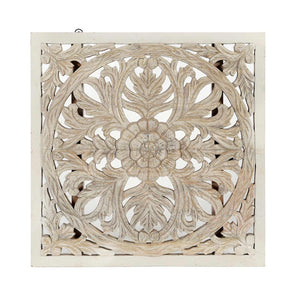 Farmhouse Style 27" Square Lattice Carved Solid Wood Wall Panel