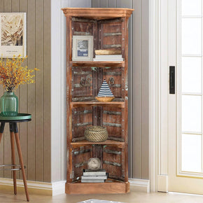 1900s Teak Wood Door Repurposed Eclectic Corner Display Unit