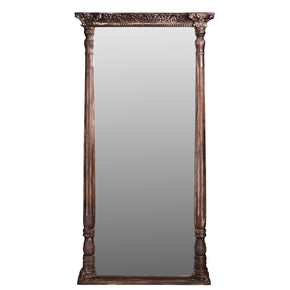 Rustic Carved Columns 79" Tall Solid Wood Floor Mirror
