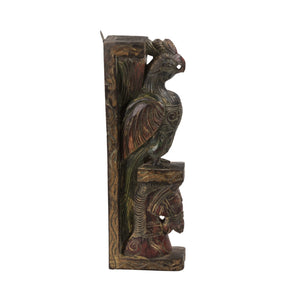 Eclectic Vintage Carved Peacock And Horse Corbel