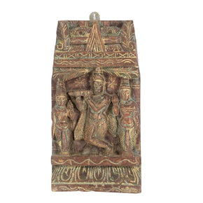 Vintage Carved Wooden Krishna 15" Tall Wall Art