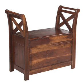 Transitional Style Solid Wood Single Bench With Lift Up Storage