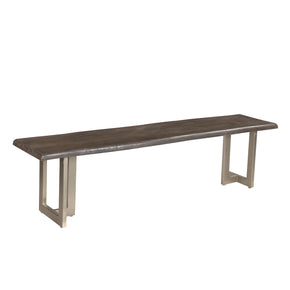 Modern Live Edge Solid Wood Top Bench With Distressed Chrome Finish Base