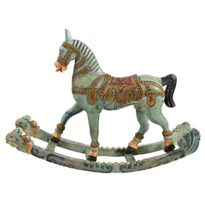 Unique Carved Hand Painted Royal Rocking Horse Statue