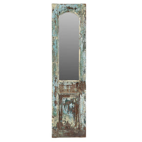 Distressed Farmhouse Style 46" Tall Wall Panel With Mirror