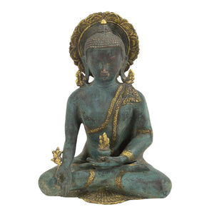 Unusual Meditating Buddha Brass Sculpture
