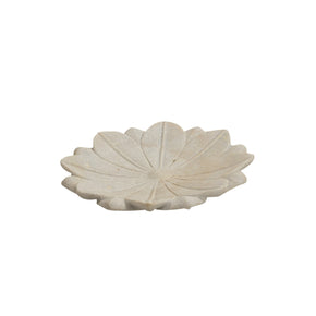 Lotus Carved 12" Round Marble Platter Catchall