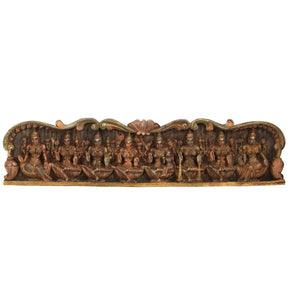 Traditional Indian Hand Carved Wooden Ashtha Lakshmi Wall Hanging