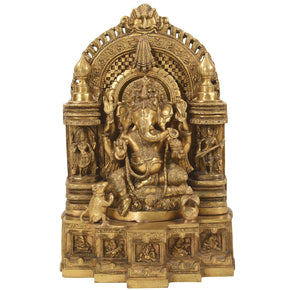 Ornate Indian Traditional Brass Ganesha Statue