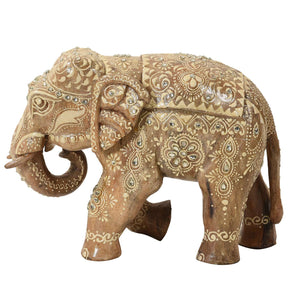 Natural Finish Wooden Elephant Sculpture