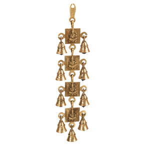 Traditional Brass Ganesha With Bells 15" Long Wall Hanging