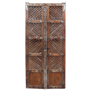 Farmhouse Style Vintage Teak Wood Lattice Door